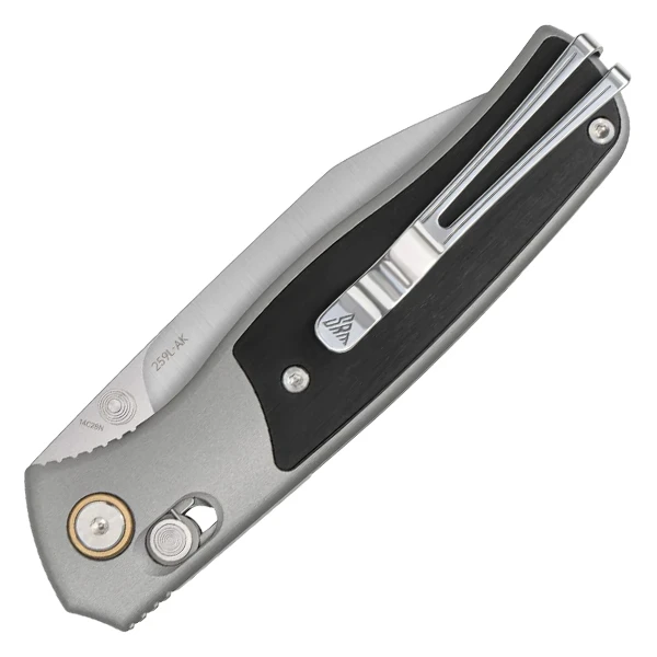 SRM Medal 259L-AK Gray – Ebony 3.18in Plain Brushed Reverse Tanto View 2