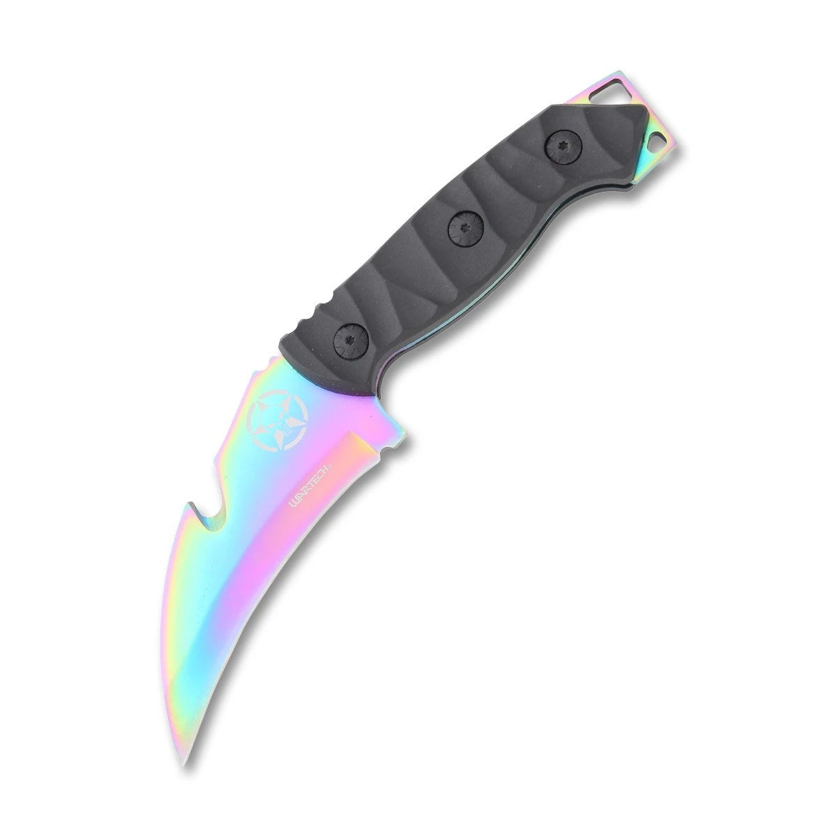 Neptune Trading Wartech Hunter Fixed Bld Blk Synthetic 4" Rainbow Hawkbill NTHWT220RW View 1