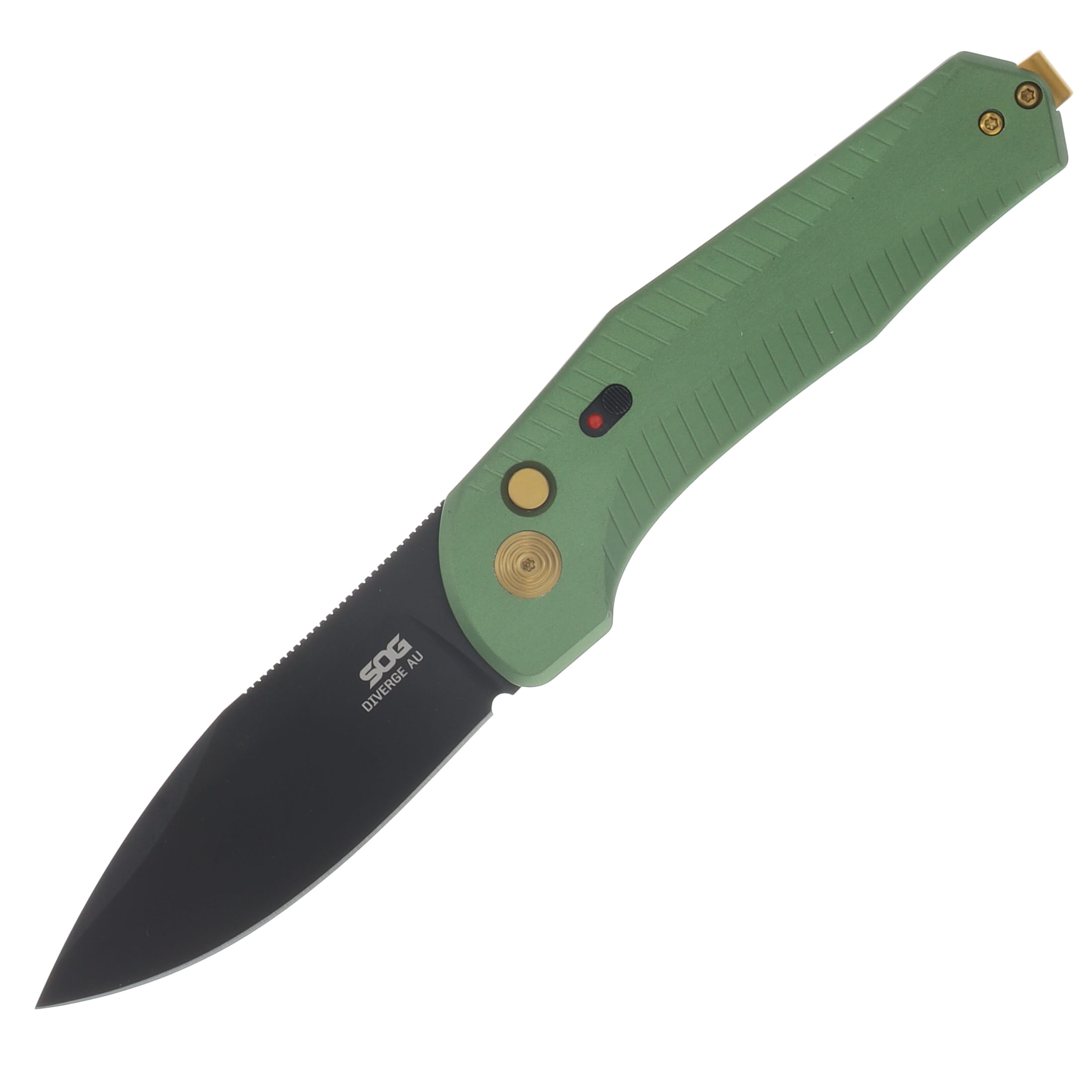 SOG Diverge Automatic Knife PVD D2/Green Aluminum SOG-15-02-03-43 View 1