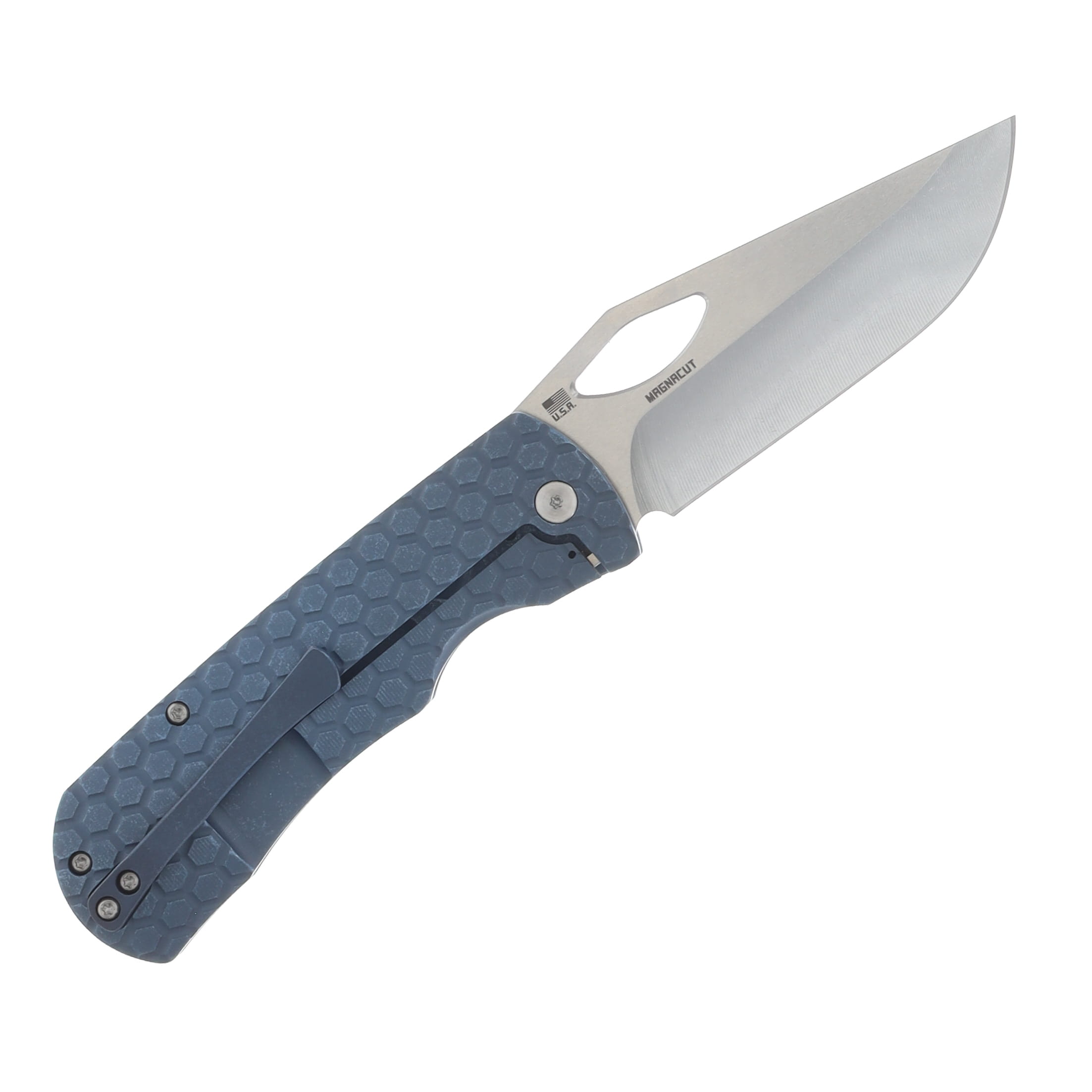McNees 3.75 DX Dixon Folding Knife Honeycomb Blue Atomic Handle MagnaCut Blade MCDIXHONEYBLA View 2