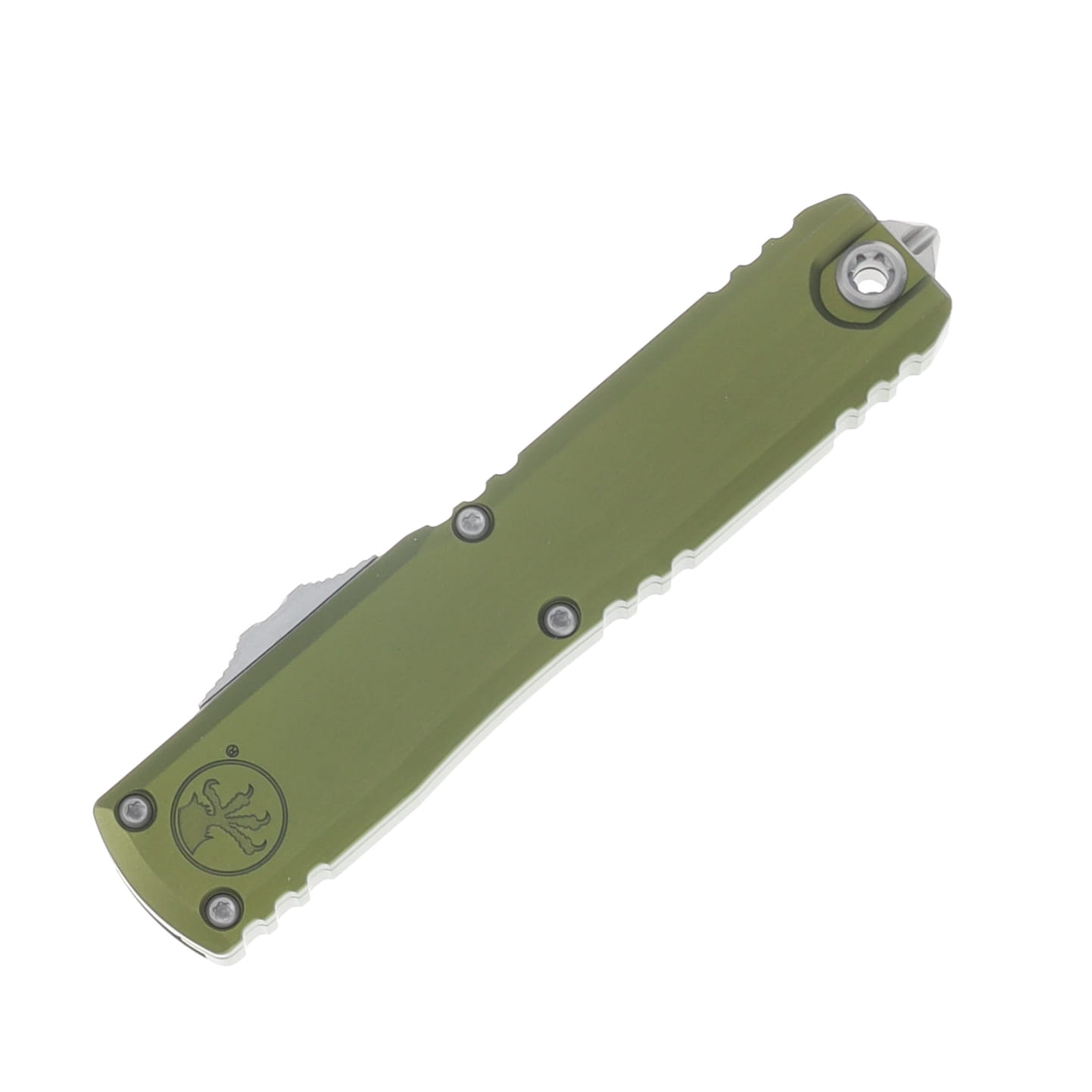 Microtech Ultratech GEN IV OTF Auto D/E Stonewash PS Blade Olive Drab Handle View 3
