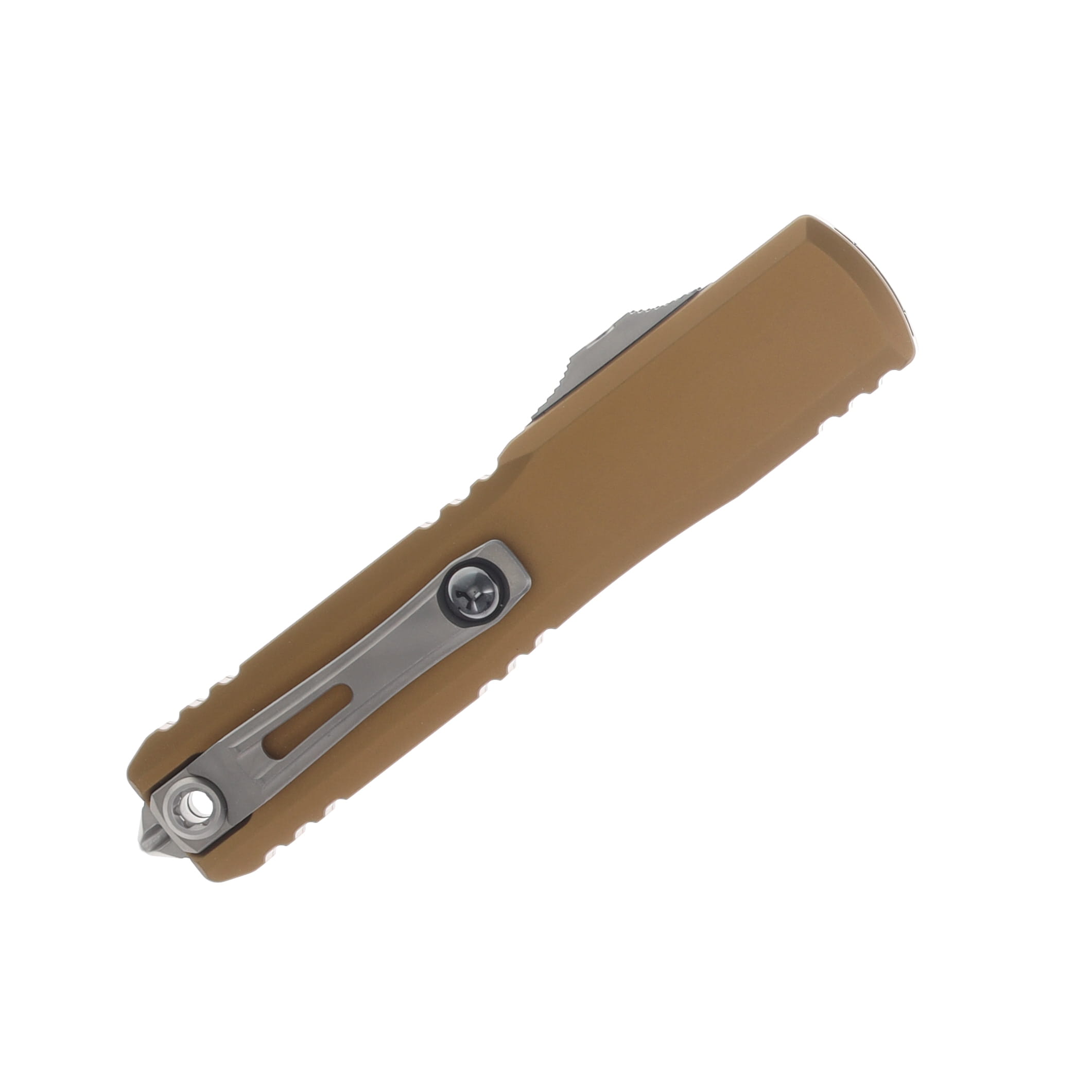 Microtech Ultratech GEN IV OTF Auto D/E Stonewash PS Blade Tan Aluminum Handle AUMT1122411TA View 3