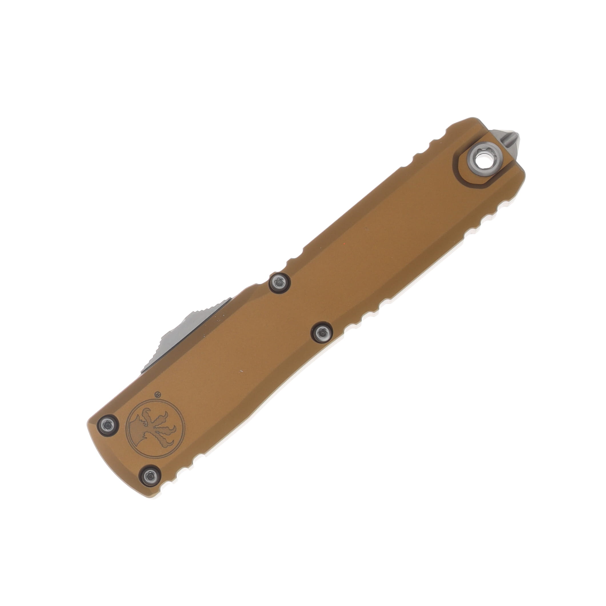 Microtech Ultratech GEN IV OTF Auto D/E Stonewash PS Blade Tan Aluminum Handle AUMT1122411TA View 4