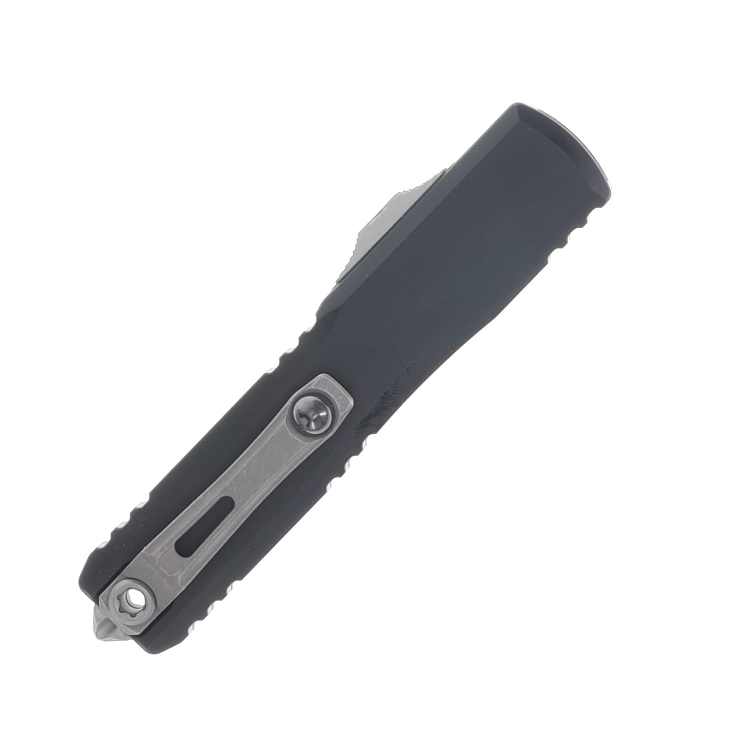 Microtech Ultratech GEN IV OTF Auto D/E Apocalyptic Full Serrate Blade Black Handle AUMT1122412AP View 3
