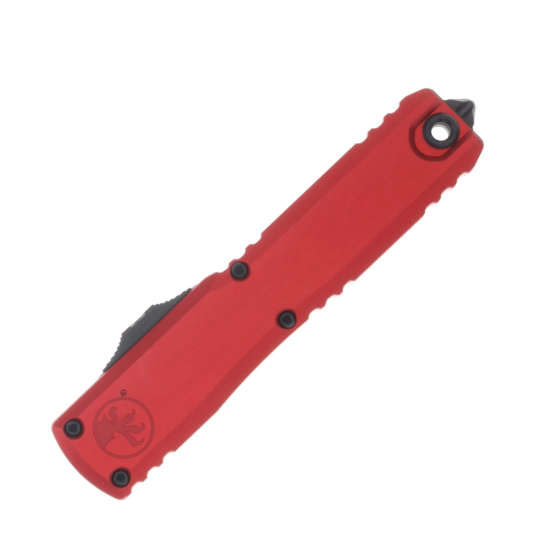 Microtech Ultratech GEN IV OTF Auto D/E Black Part Serrate Blade Red Handle AUMT112242RD View 4