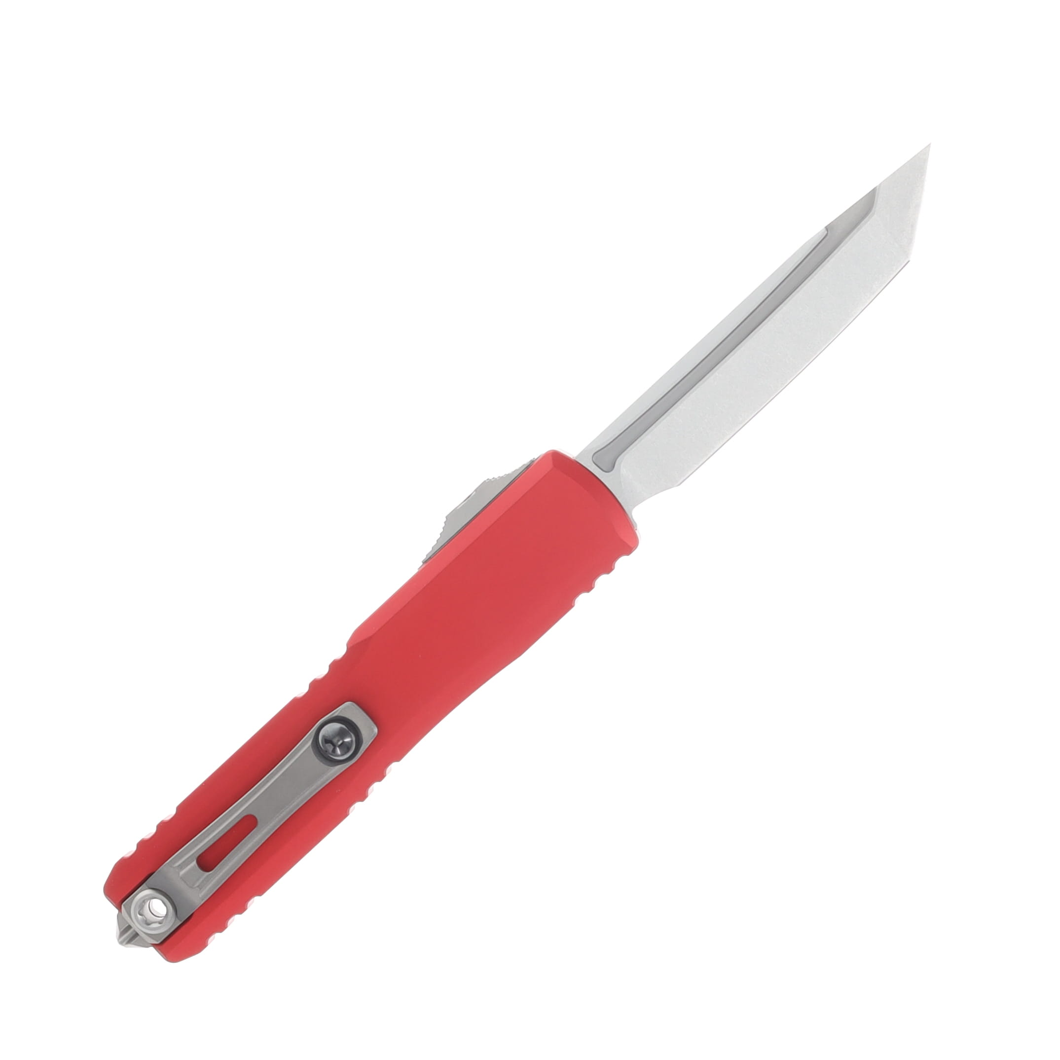 Microtech Ultratech GEN IV OTF Auto T/E Stonewash Standard Red Aluminum Handle AUMT1123410RD View 2