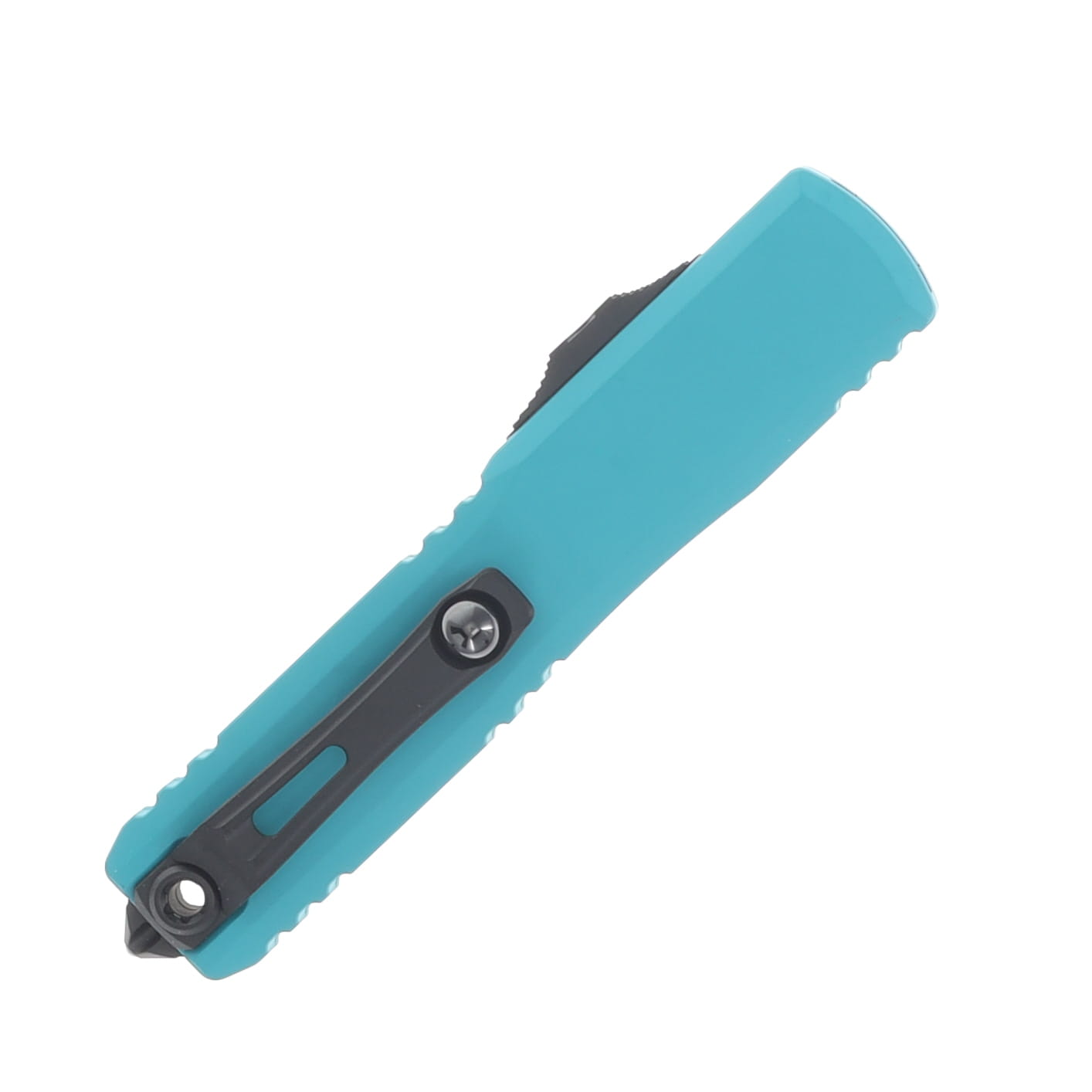 Microtech Ultratech GEN IV OTF Auto T/E Black Standard Blade Cyan Handle AUMT112341CN View 4