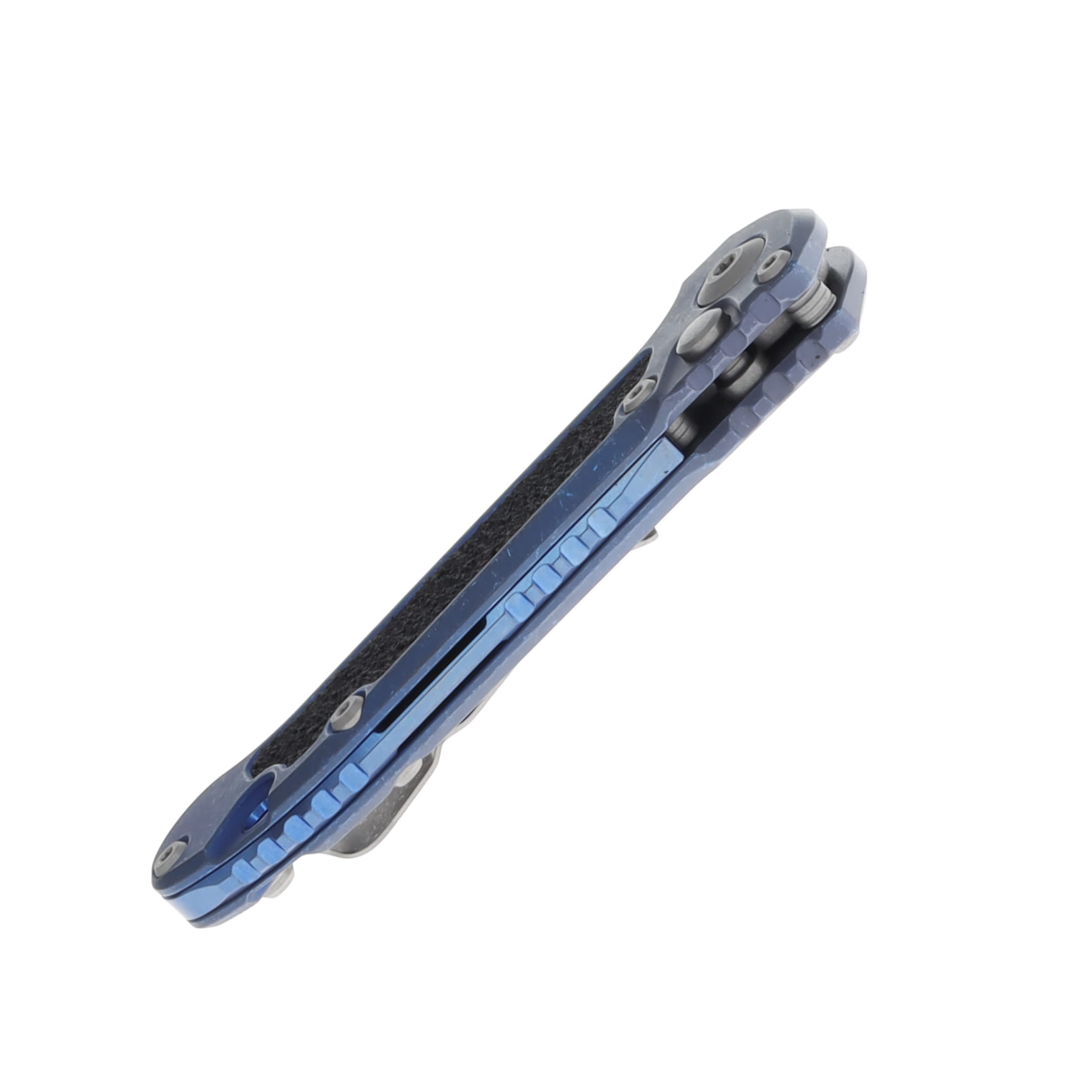 Marfione LUDT Automatic Knife Apocalyptic Tanto M390MK/Antique Blue Titanium with Apocalyptic Hardware MT113610APMS4 View 5