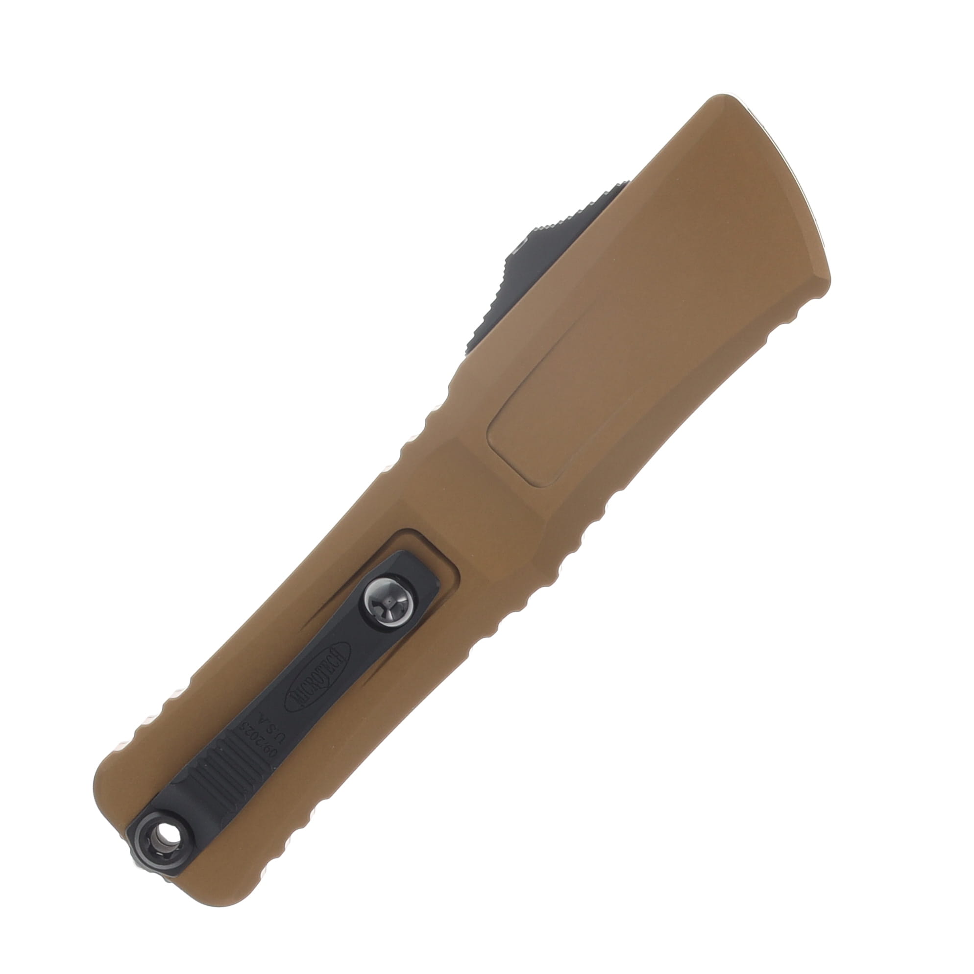 Microtech Combat Troodon GEN III OTF Auto T/E Black Part Serrate Blade Tan Handle AUMT11442TA View 4