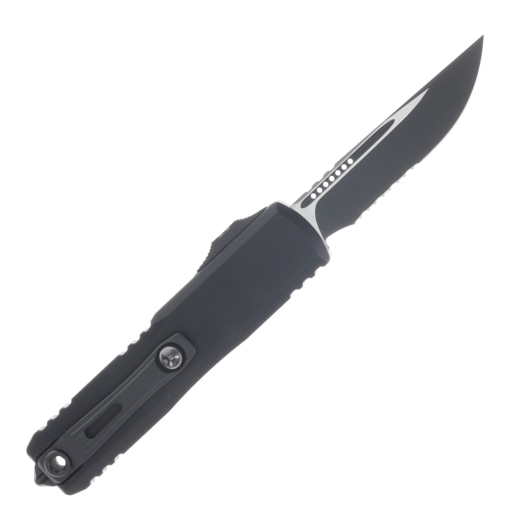 Microtech UTX-85 GEN IV OTF Auto S/E Black Part Serrate Black Tactical AUMT123142T View 2