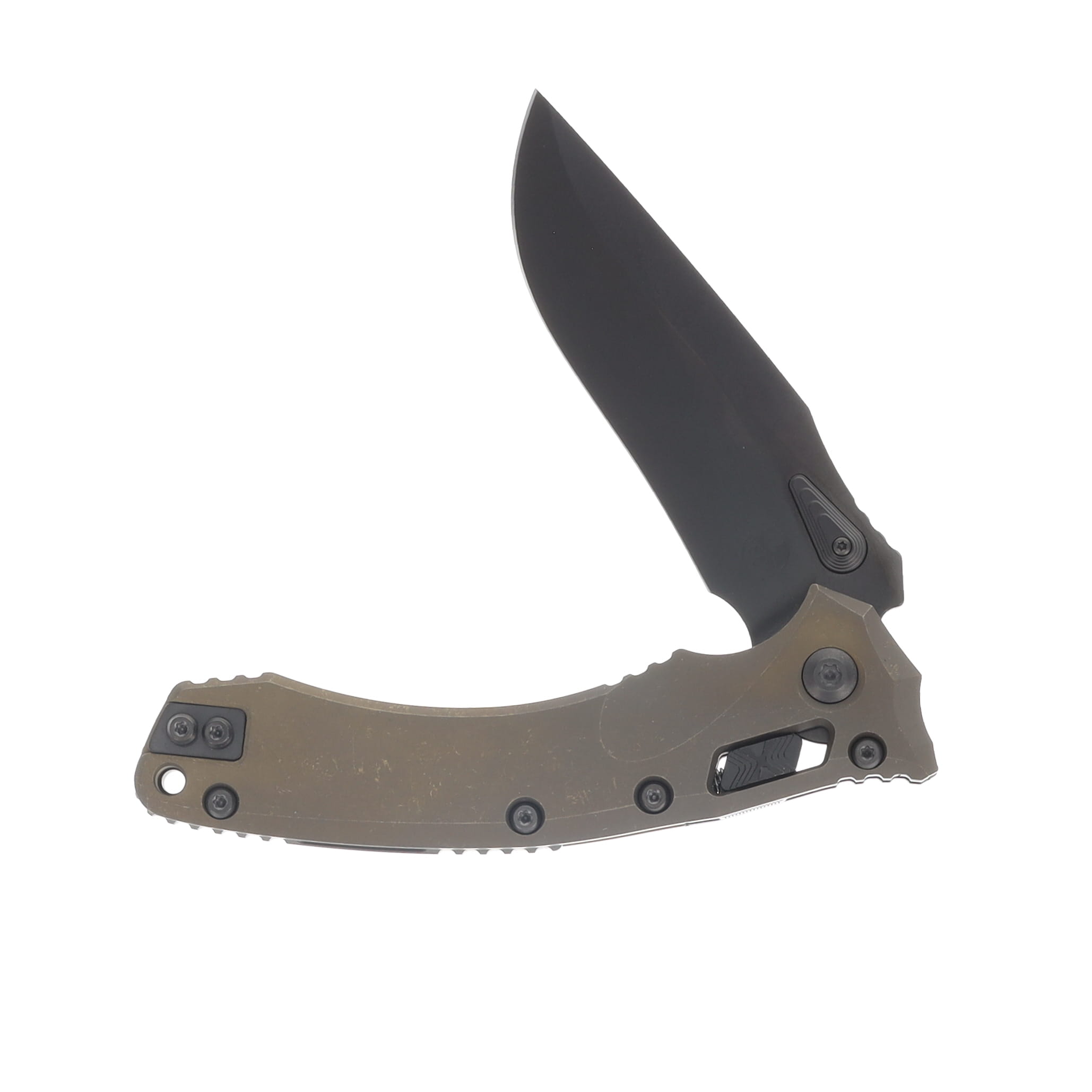 Marfione Amphibian RAM-LOK Folding Knife DLC Stonewash/Antique Bronze Anodized Slab Side Titanium with DLC Double Vapor Blast Hardware MT137RL1DLCTMS1 View 3