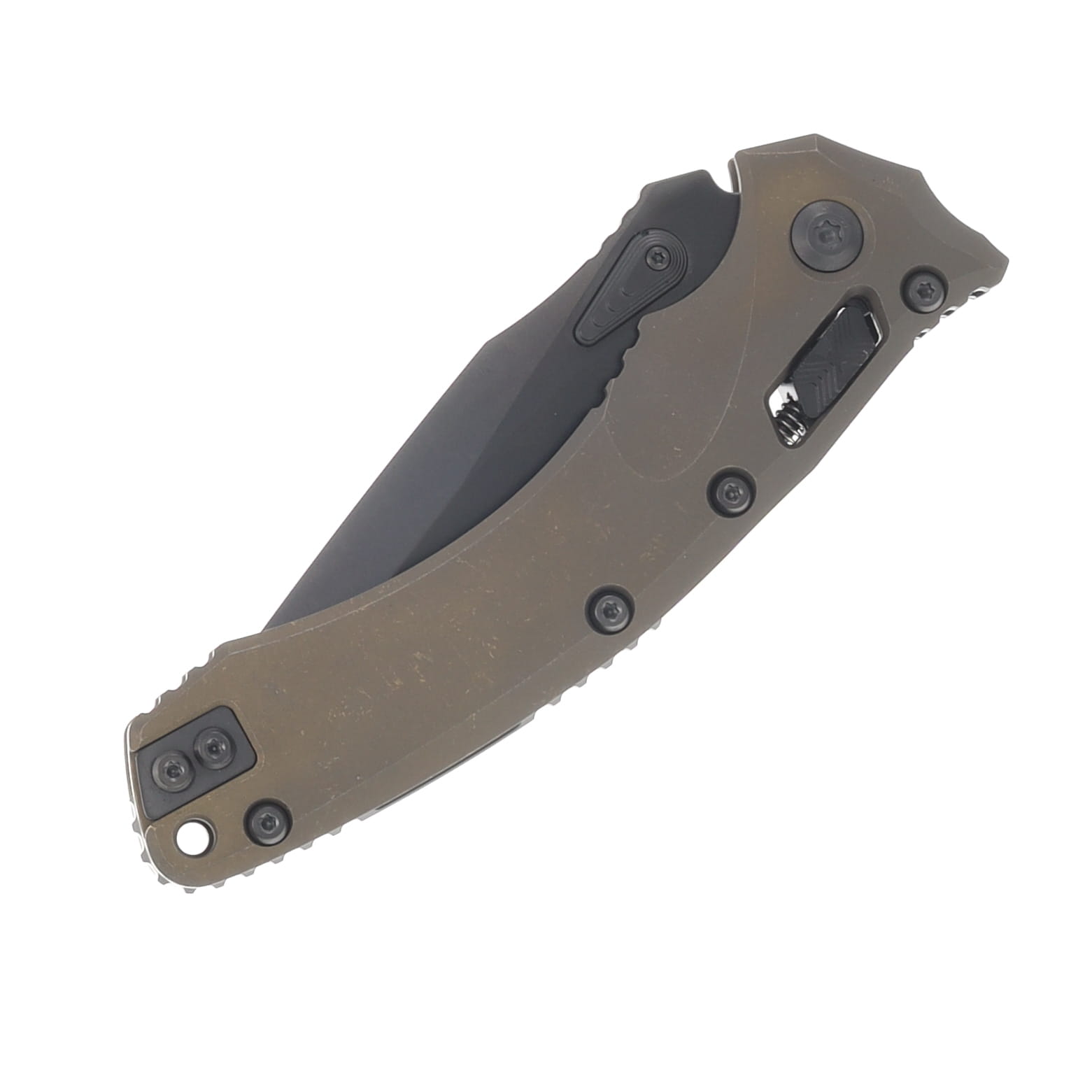 Marfione Amphibian RAM-LOK Folding Knife DLC Stonewash/Antique Bronze Anodized Slab Side Titanium with DLC Double Vapor Blast Hardware MT137RL1DLCTMS1 View 4