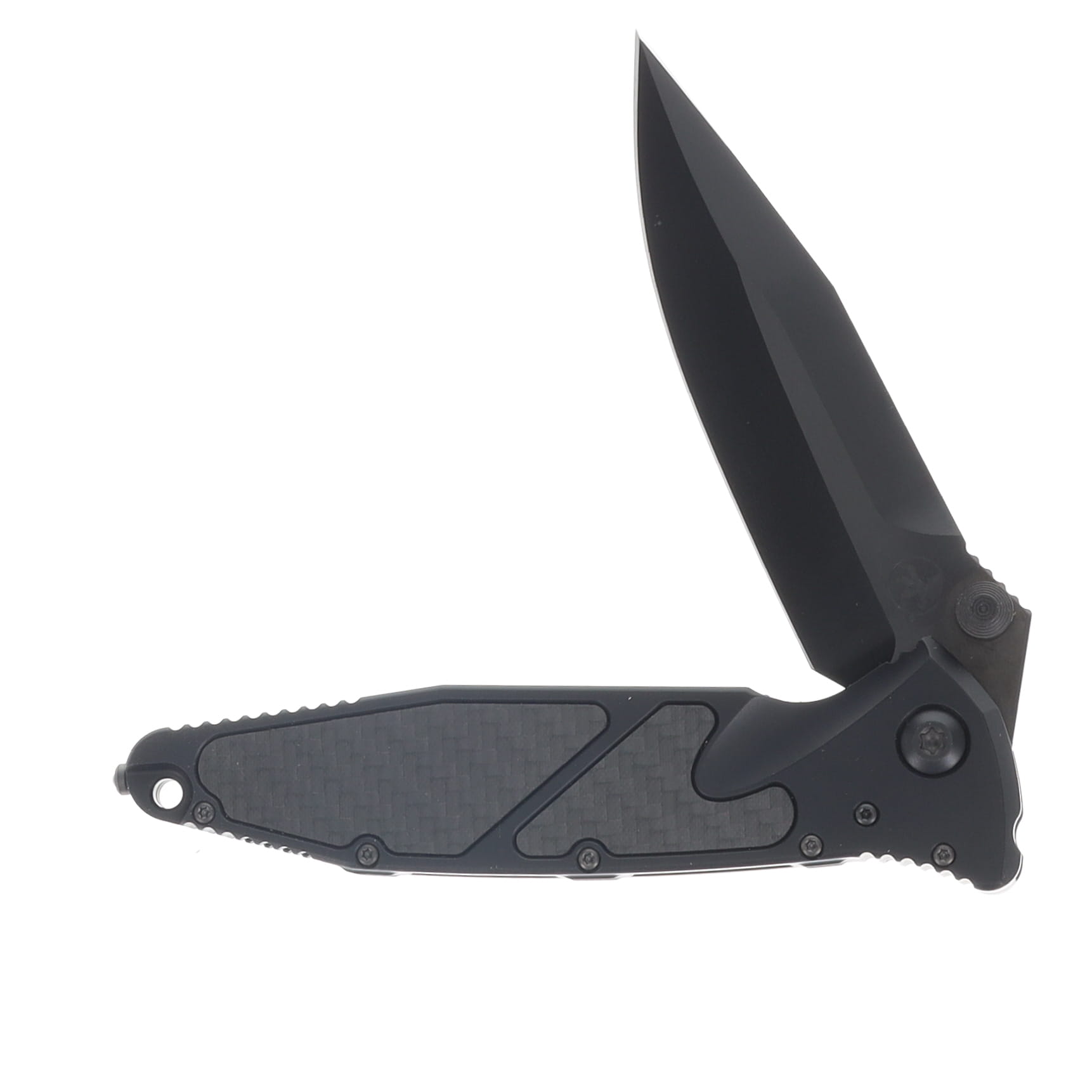 Microtech Socom Elite Manual Folder Spearpoint Standard Shadow DLC Carbon Fiber Insert Signature Series MT1601DLCTCFISS View 3