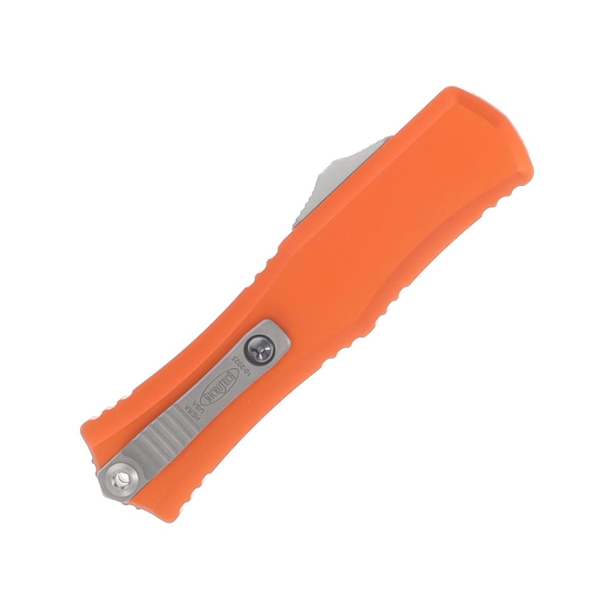 Microtech Mini Hera II OTF Auto Stonewash Partially Serrated M390MK D/E Orange AUMT1702M11OR View 3