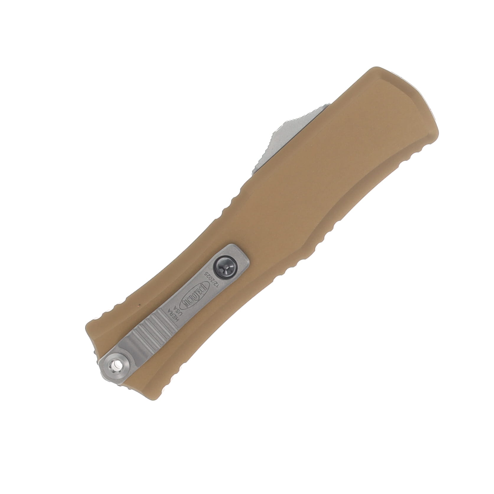 Microtech Mini Hera II OTF Auto Stonewash M390MK Recurve/Tan AUMT1705M10TA View 4