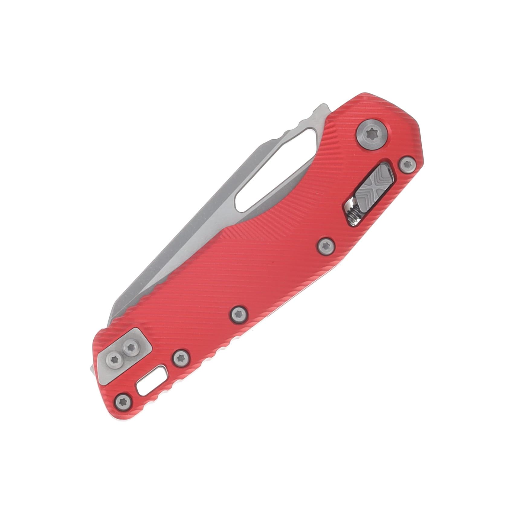 Microtech MSI S/E Folding Knife Red Fluted Aluminum - Apocalyptic Blade MT21010APFLRD View 4