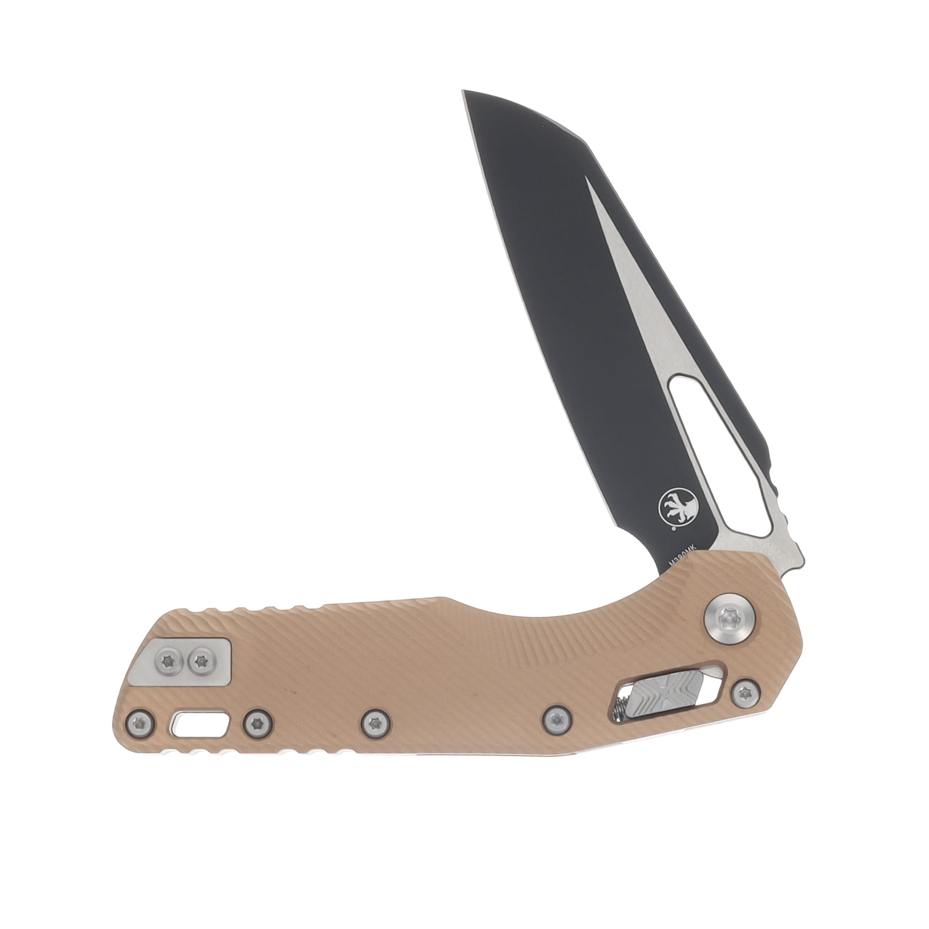 Microtech MSI S/E Folding Knife Brown Fluted Alum 2-Tone Black Blade MT2101FLBN View 3