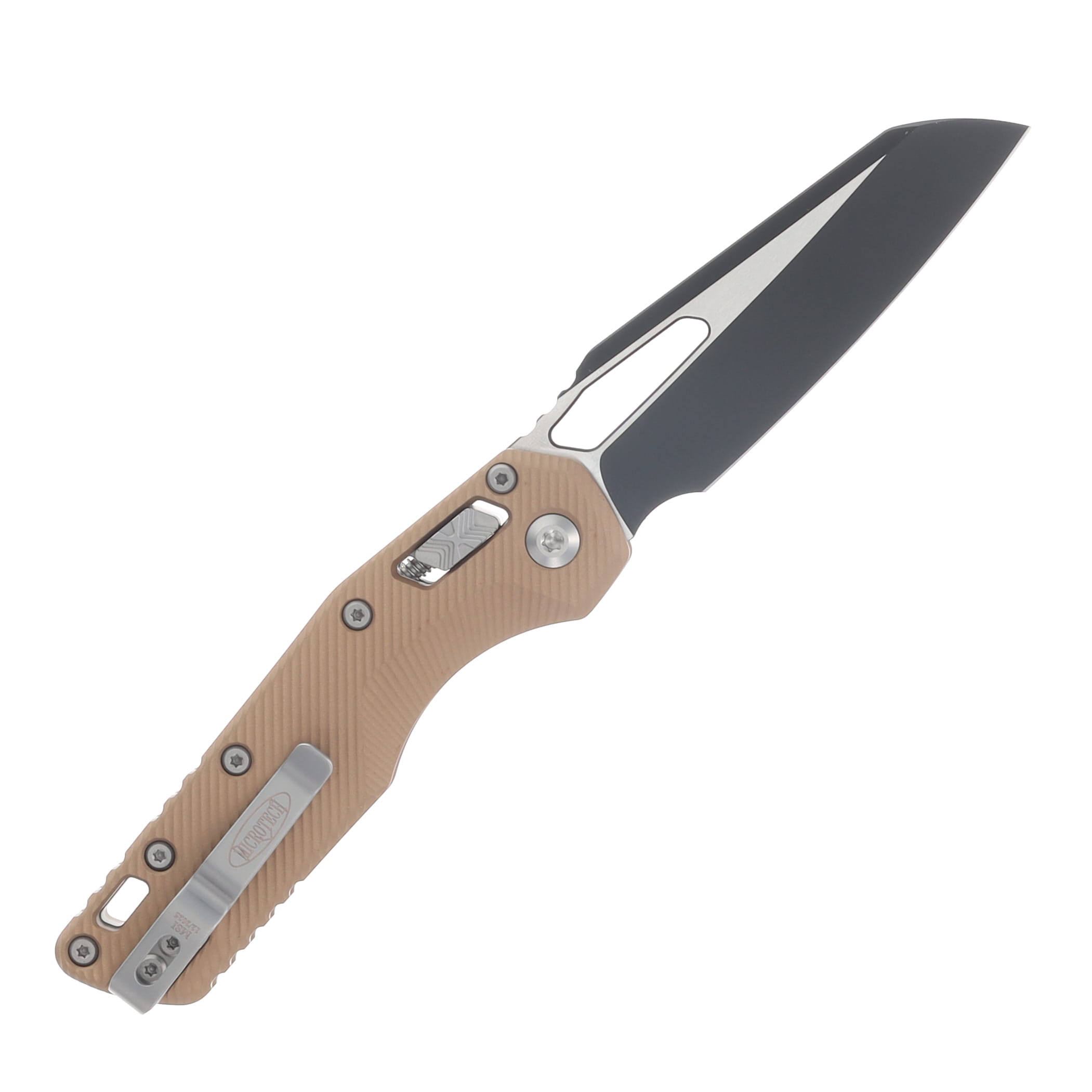 Microtech MSI S/E Folding Knife Brown Fluted Alum 2-Tone Black Blade MT2101FLBN View 2