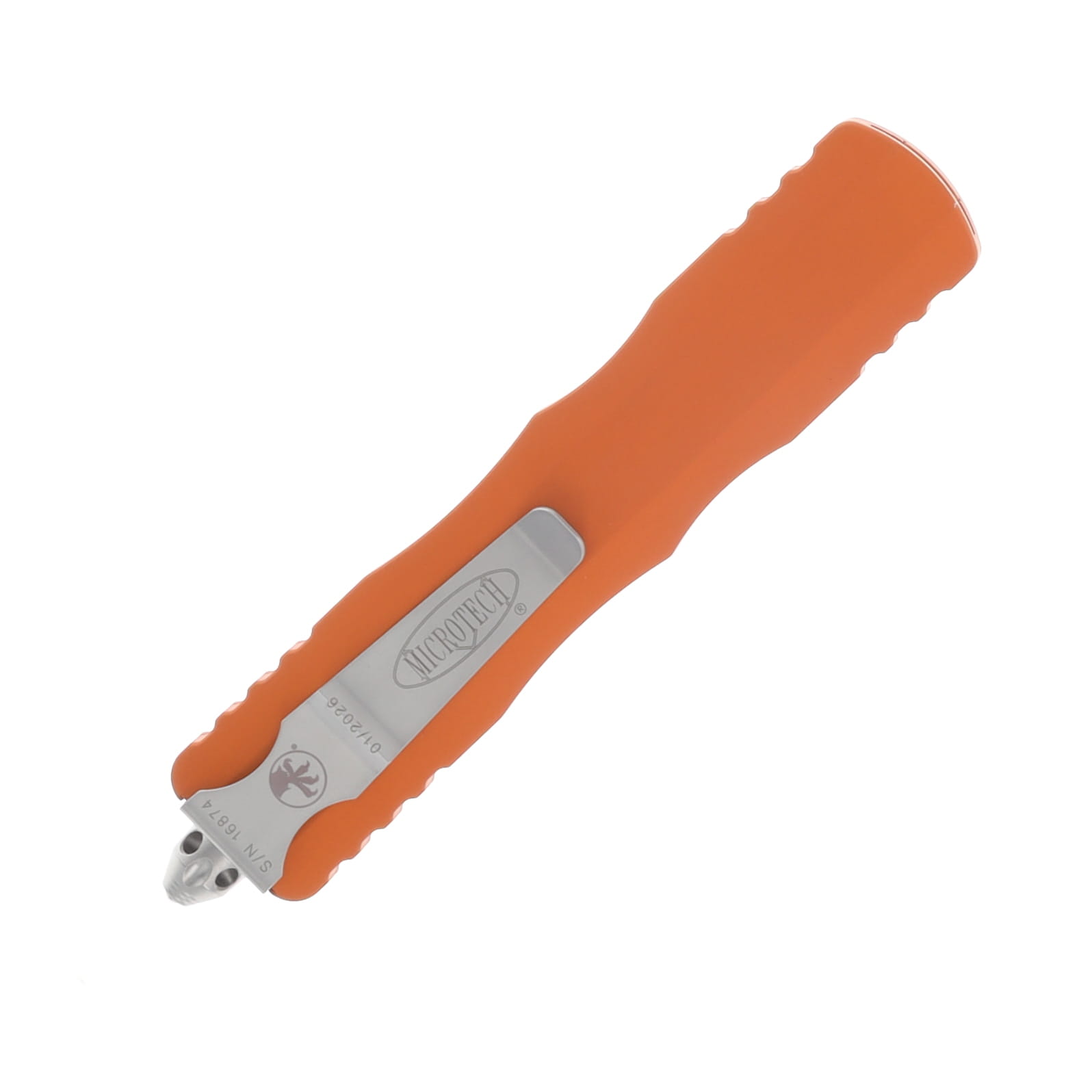 Microtech Dirac Delta OTF Automatic Knife Plain Edge Stonewash D/E Orange Tangerine AUMT22710OT View 4