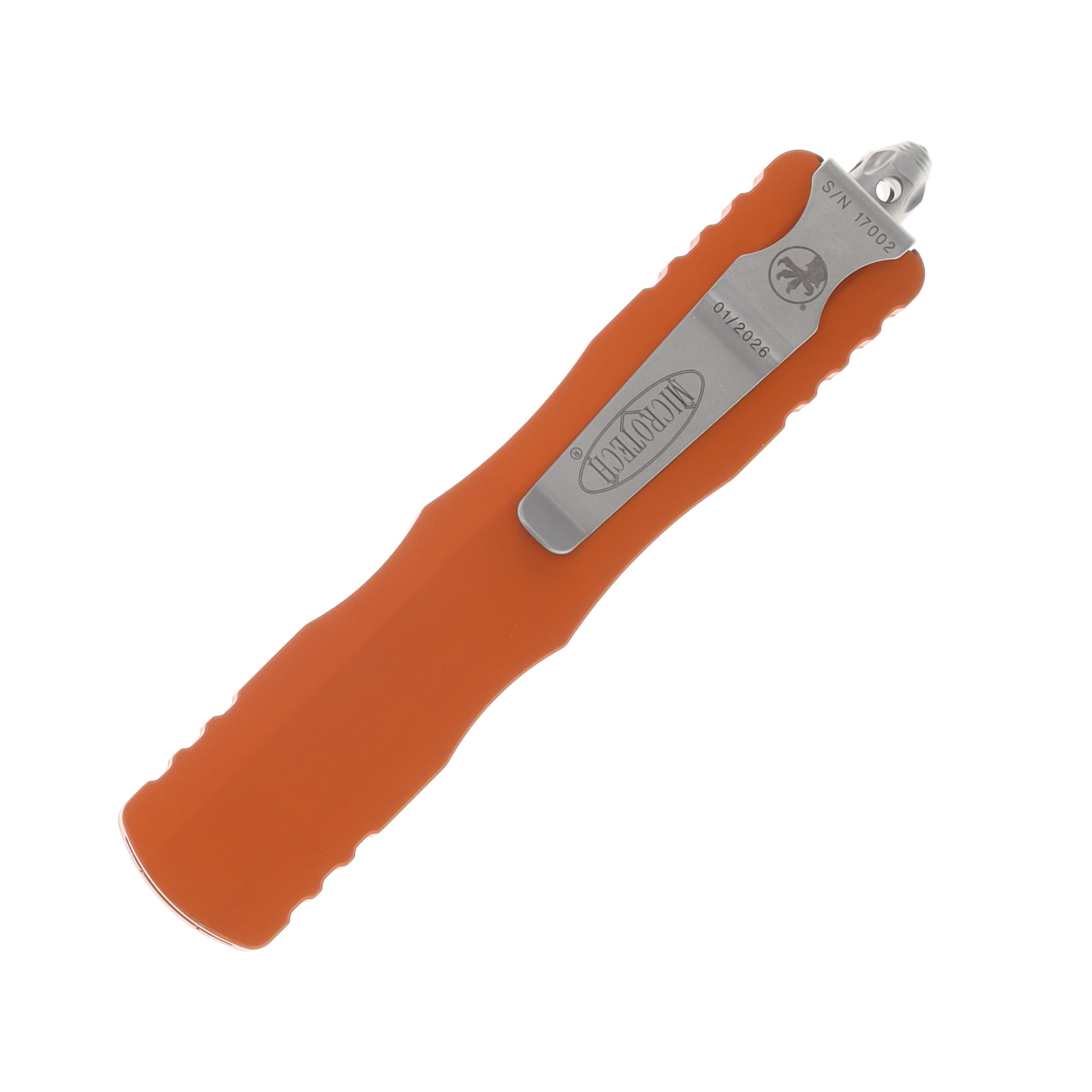 Microtech Dirac Delta OTF Automatic Knife Serrated Stonewash D/E Orange Tangerine AUMT22712OT View 4