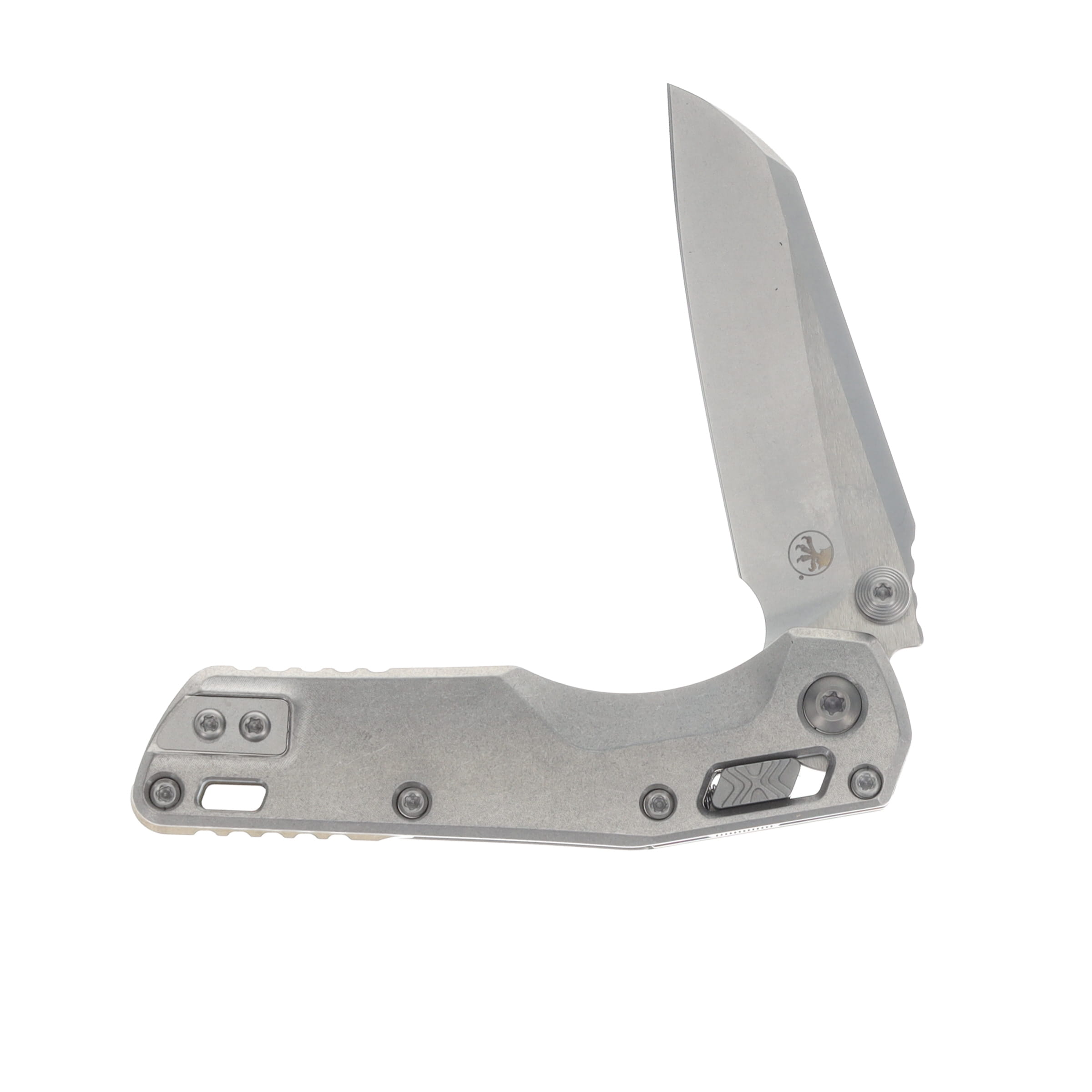 Marfione MSI Mini Crossbar Lock Folding Knife Stonewash M390MK/Stonewash Slab Side Titanium with Bronze Titanium and Double Vapor Blast Hardware MT210M10MS2 View 3