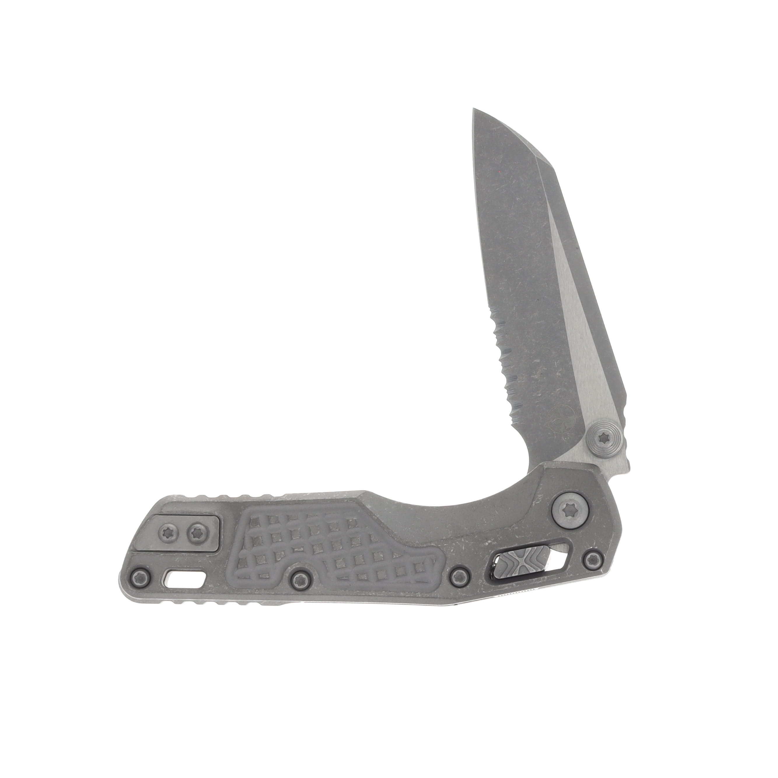Marfione MSI Mini Crossbar Lock Partially Serrated Apocalyptic M390MK/Apocalyptic Frag Patterned Titanium MT210M11APFRMS1 View 4