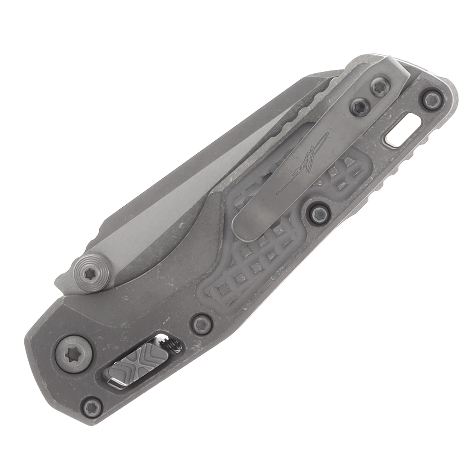 Marfione MSI Mini Crossbar Lock Partially Serrated Apocalyptic M390MK/Apocalyptic Frag Patterned Titanium MT210M11APFRMS1 View 5