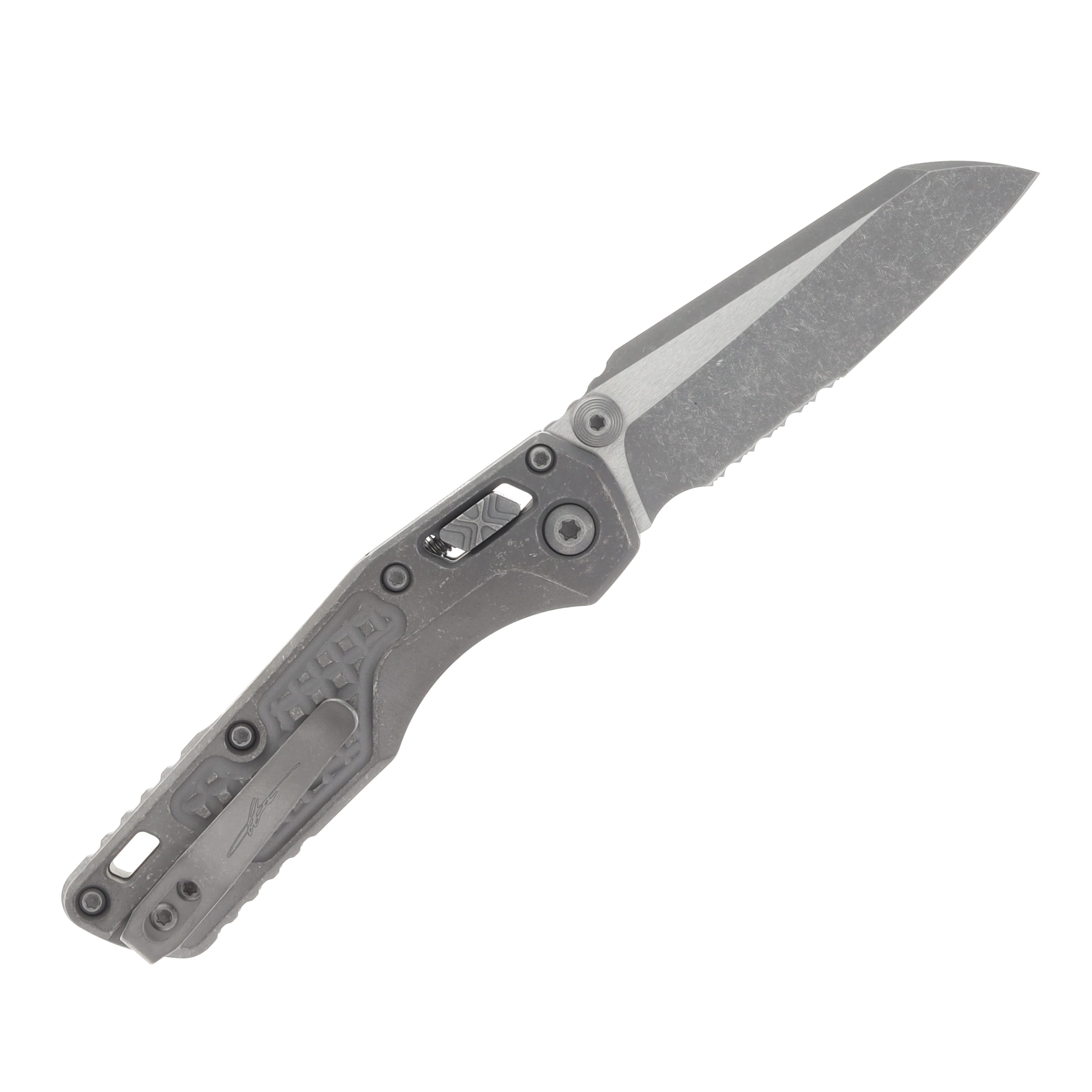Marfione MSI Mini Crossbar Lock Partially Serrated Apocalyptic M390MK/Apocalyptic Frag Patterned Titanium MT210M11APFRMS1 View 2