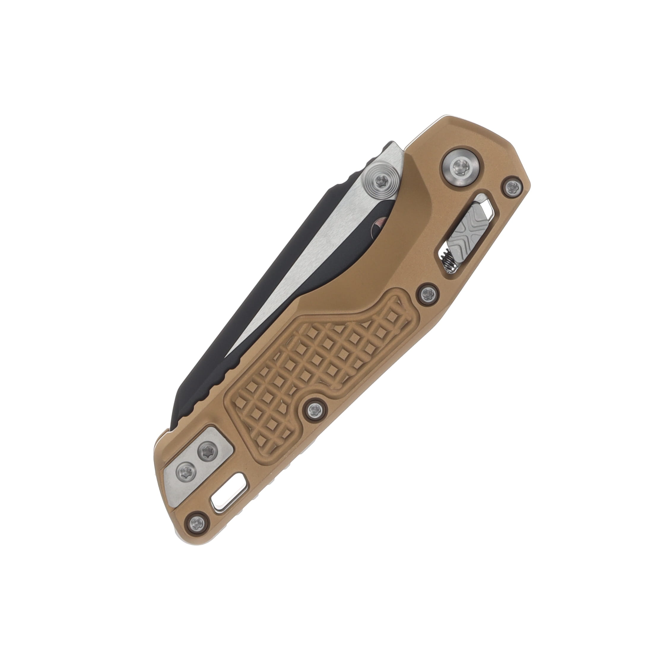 Microtech MSI Mini RAM-LOK Folding Knife Black M390MK/Frag-Patterned Tan MT210M1FRTA View 6