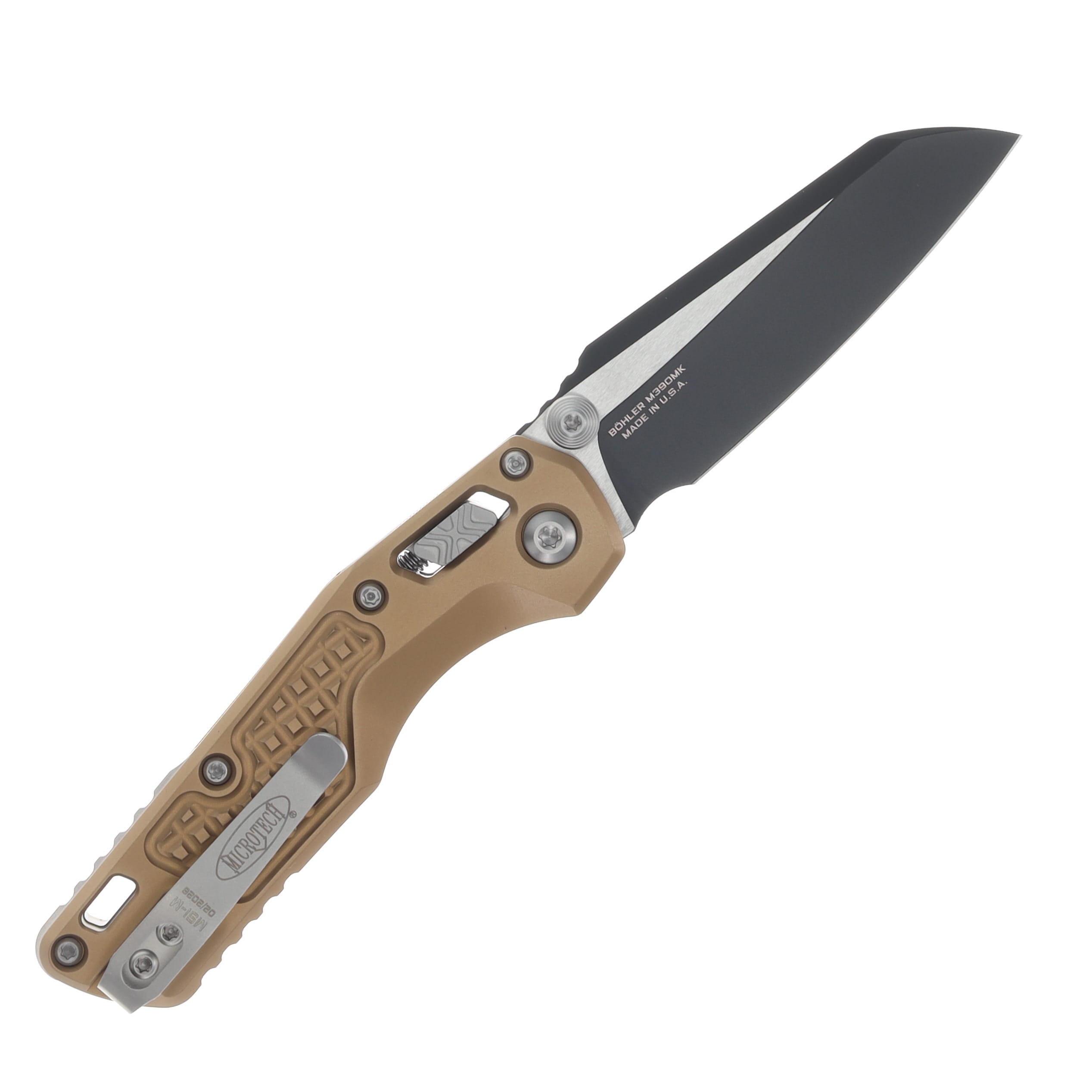 Microtech MSI Mini RAM-LOK Folding Knife Black M390MK/Frag-Patterned Tan MT210M1FRTA View 2