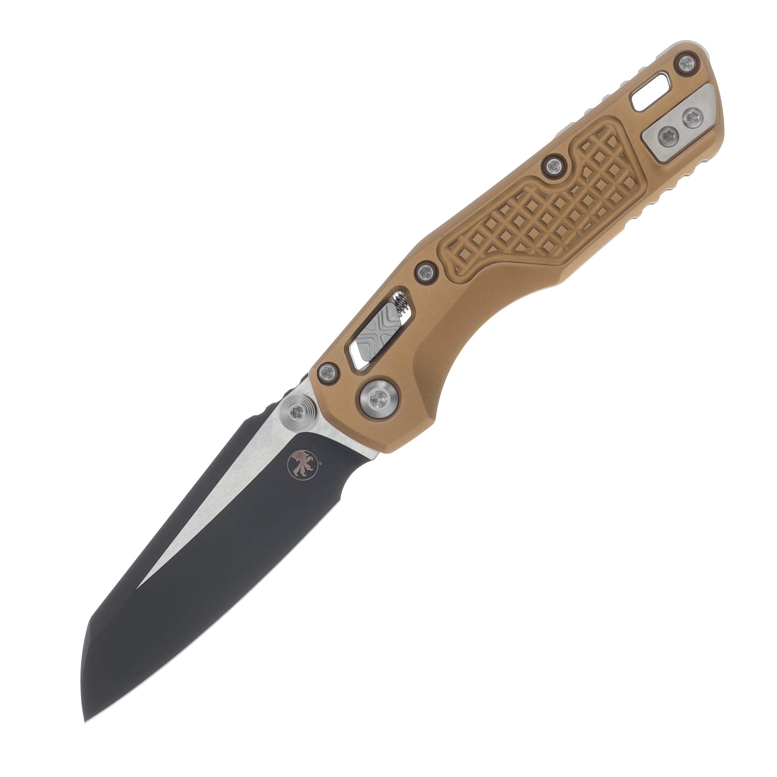 Microtech MSI Mini RAM-LOK Folding Knife Black M390MK/Frag-Patterned Tan MT210M1FRTA View 1