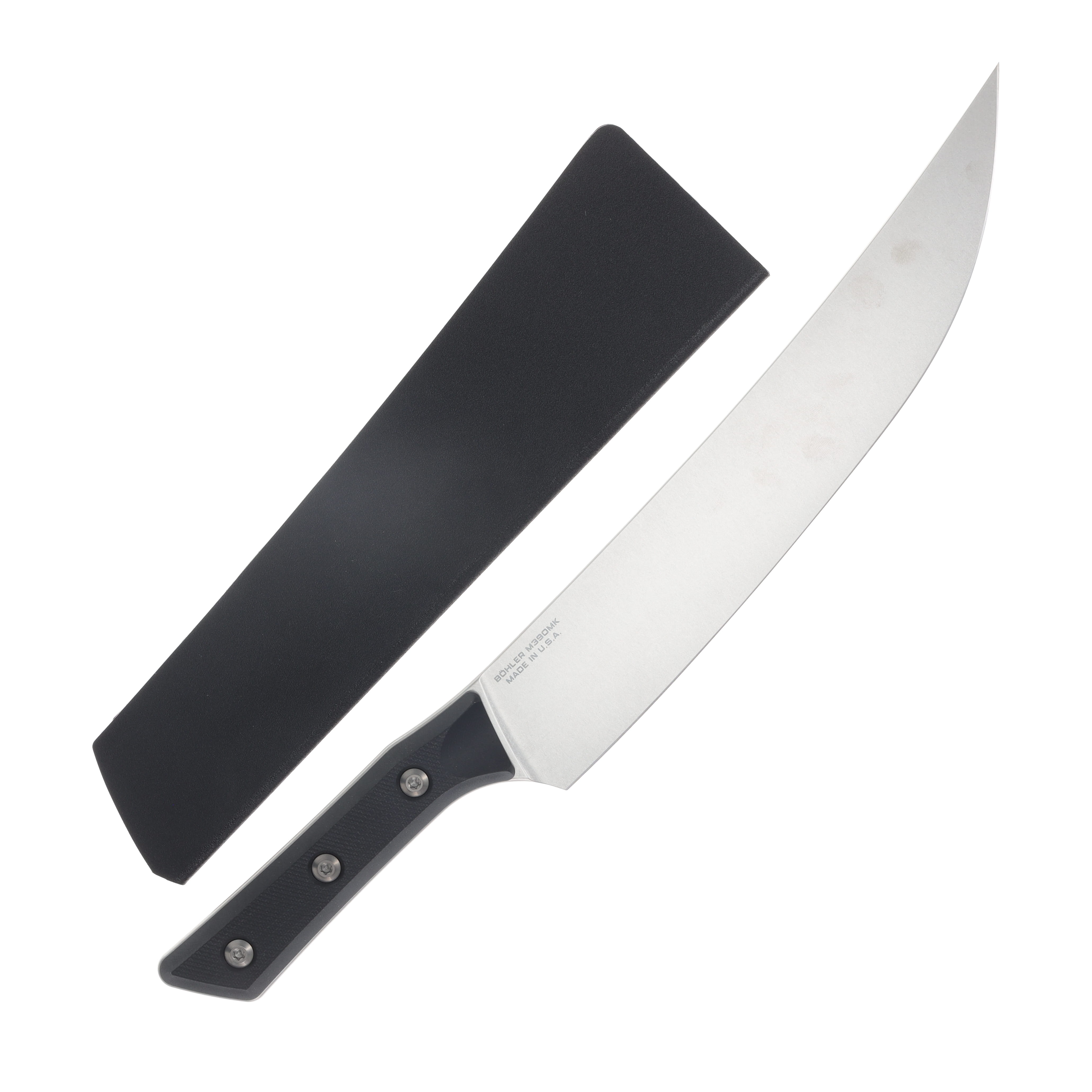 Microtech 10in Butcher Knife Stonewash Standard Blade Black G-10 Handle MT380010BK View 2
