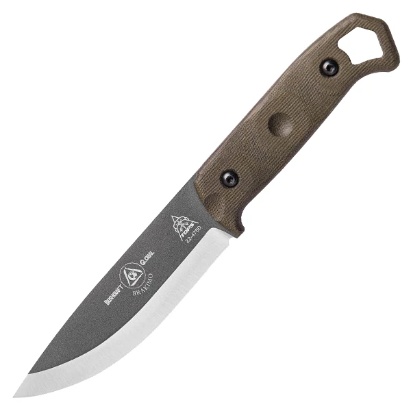TOPS Brakimo Fixed Blade Green Micarta 5.25in Tungsten Scandi Knife TPBRAK-02 View 1