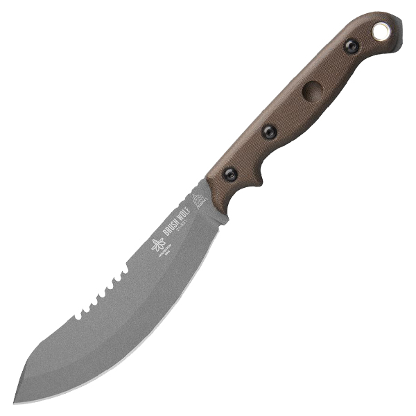 TOPS Brush Wolf Fixed Blade Green Micarta 6.5in Sawback Nessmuk TPBWLF-02 View 1
