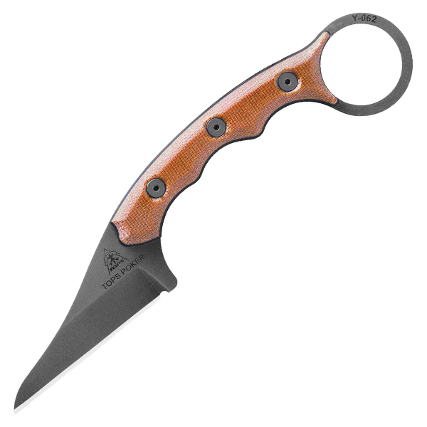 TOPS Poker Fixed Blade Tan / Black Micarta 2.5in Kiridashi EDC Knife TPTPKR-03 View 1