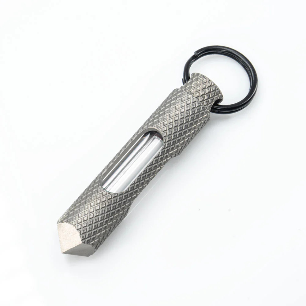 Glow Rhino Knurled Fob - Titanium with Blue Tritium FOB-002-TI-XB View 1