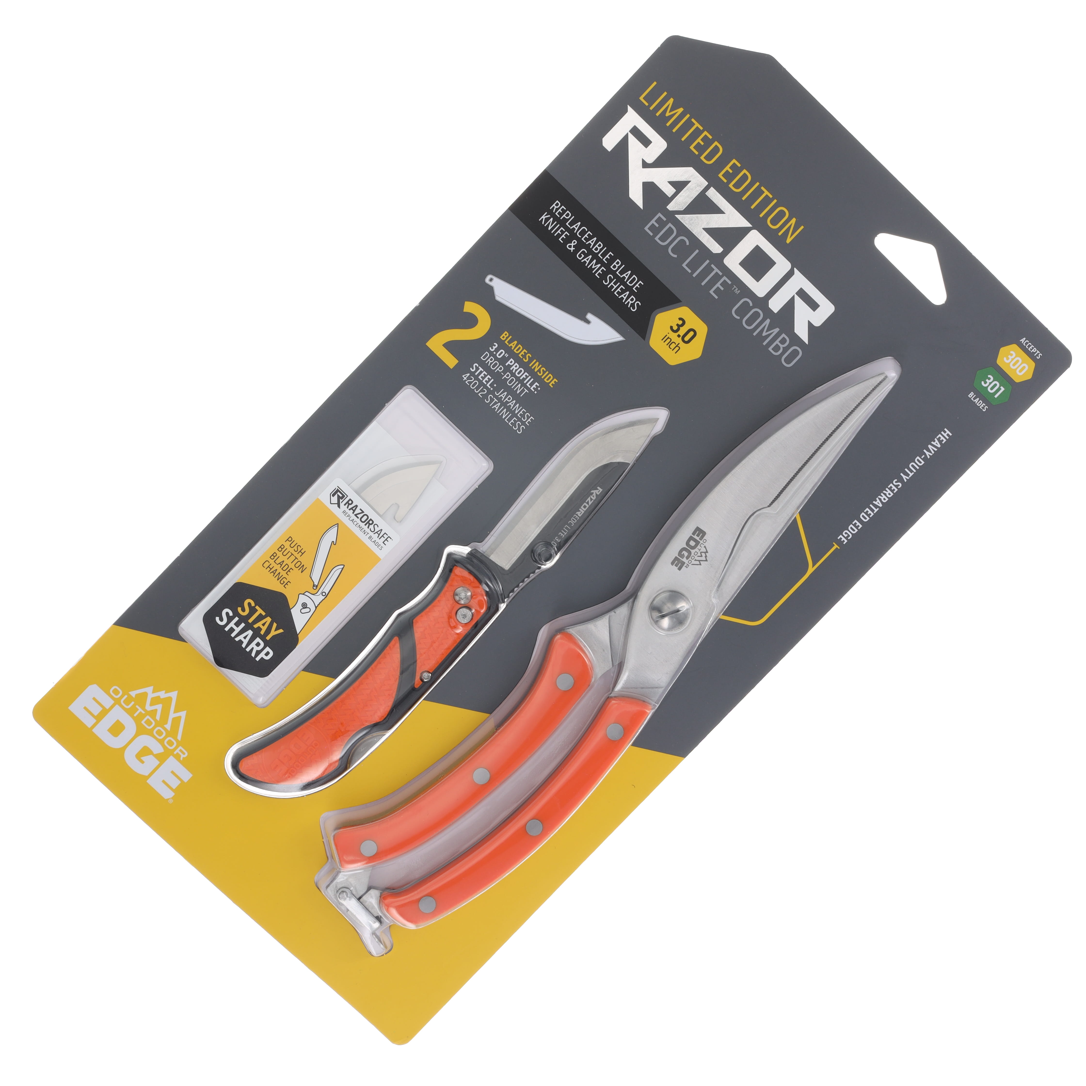 Outdoor Edge Razor Orange – Black 3in Plain Dual Drop Point – Game Shears OEP26R30GS-2C View 16
