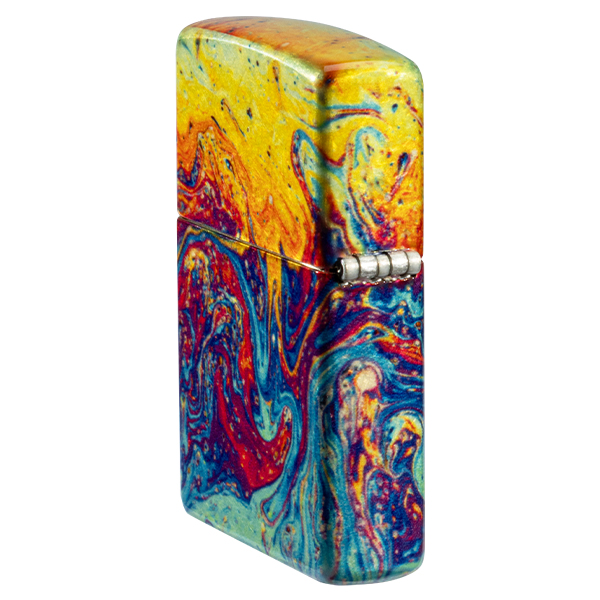 Zippo Gold Blue & Red 540 Pattern Design Tumbled Brass ZP46966 View 12