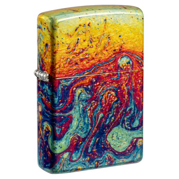 Zippo Gold Blue & Red 540 Pattern Design Tumbled Brass ZP46966 View 11