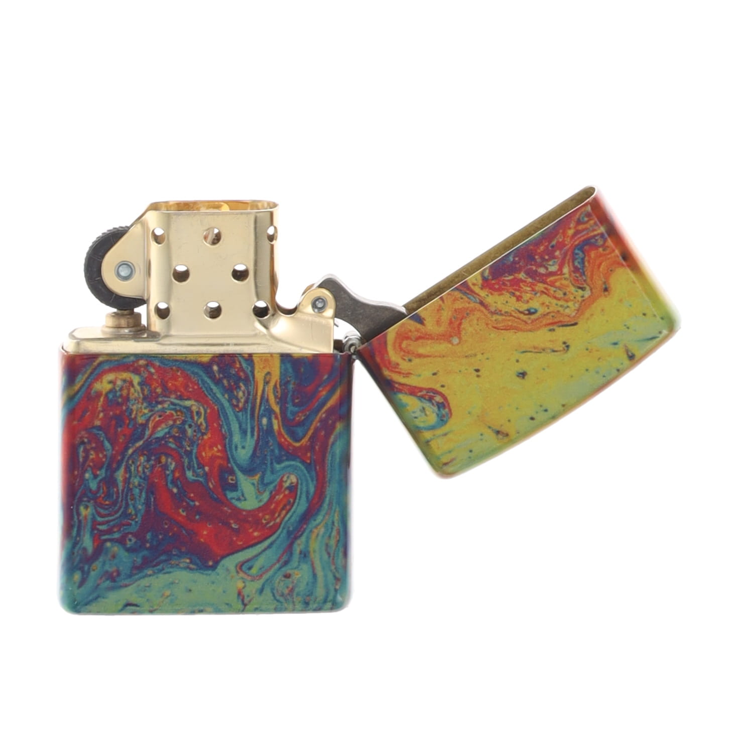 Zippo Gold Blue & Red 540 Pattern Design Tumbled Brass ZP46966 View 4