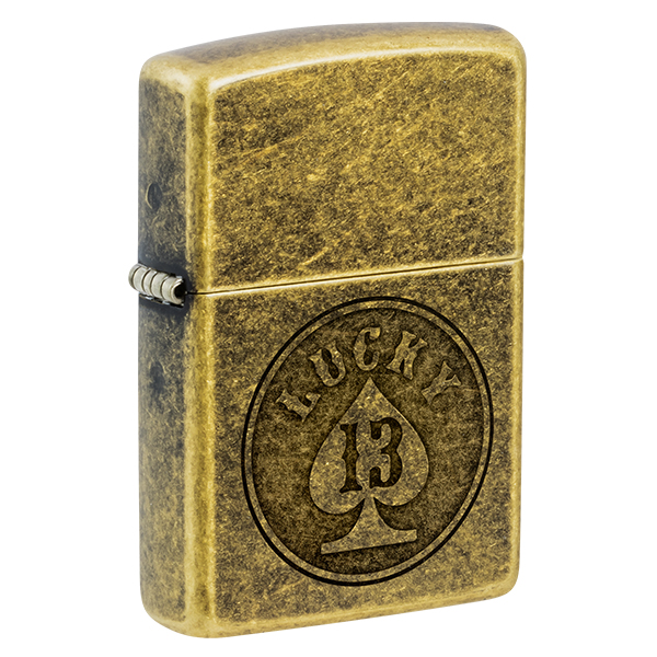 Zippo Lucky 13 Design Antique Brass Base ZP47148 View 1