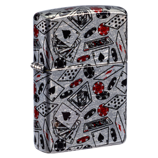 Zippo Ace of Spades Lucky Gamble Design Tumbled Chrome ZP47157 View 1
