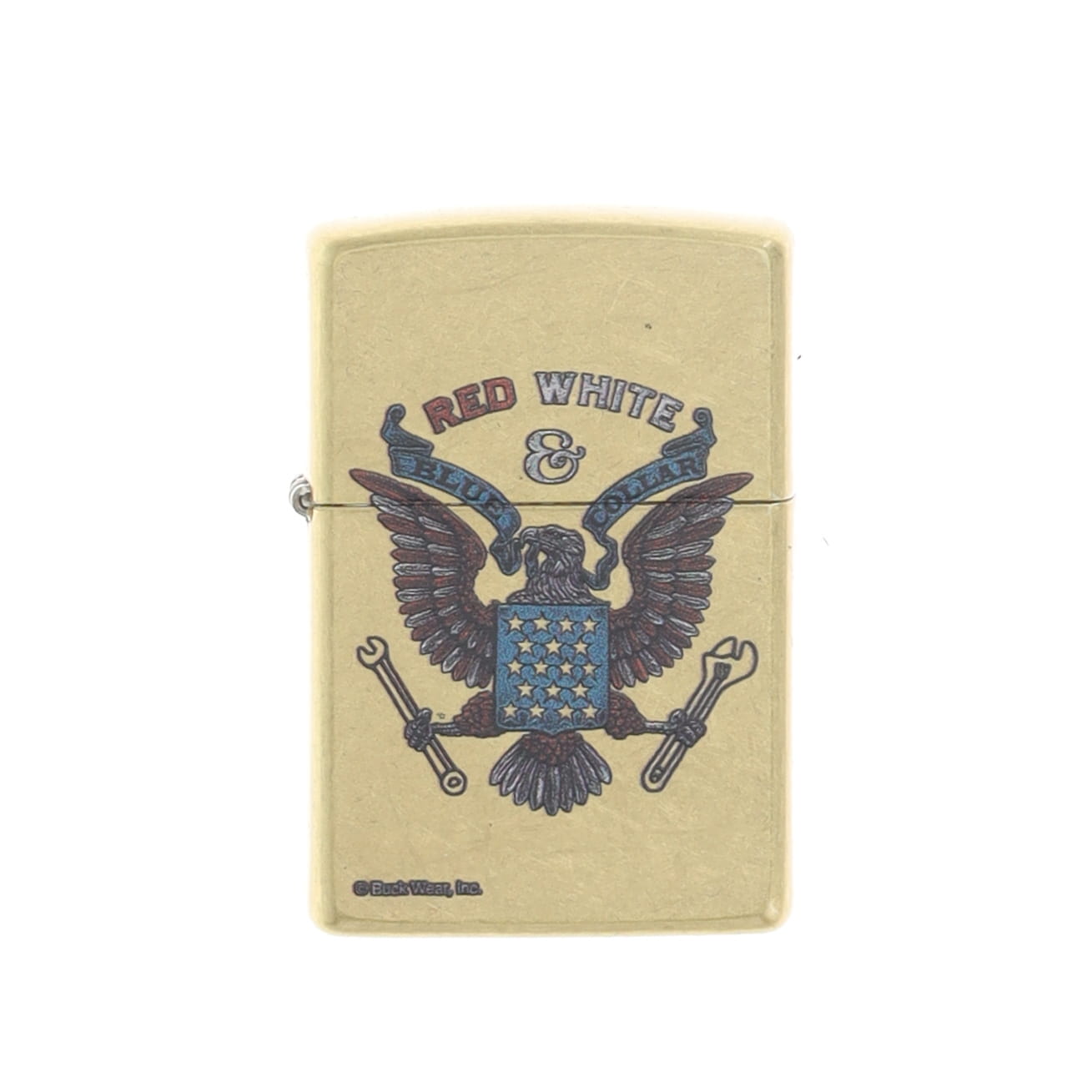Zippo BuckWear Red White & Blue Eagle Brushed Brass Design ZP46936 View 1