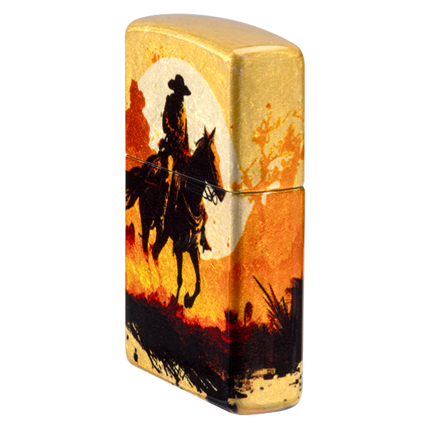 Zippo Cowboy on Horse 540 Design Tumbled Brass ZP47143 View 2