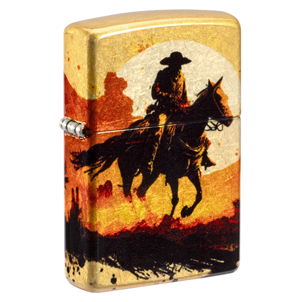 Zippo Cowboy on Horse 540 Design Tumbled Brass ZP47143 View 1