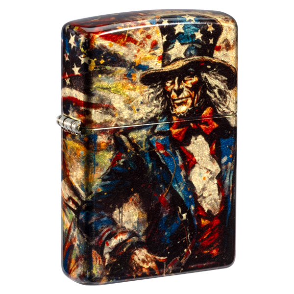 Zippo Uncle Sam 540 Design Tumbled Brass ZP47145 View 1