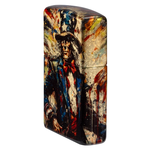 Zippo Uncle Sam 540 Design Tumbled Brass ZP47145 View 2