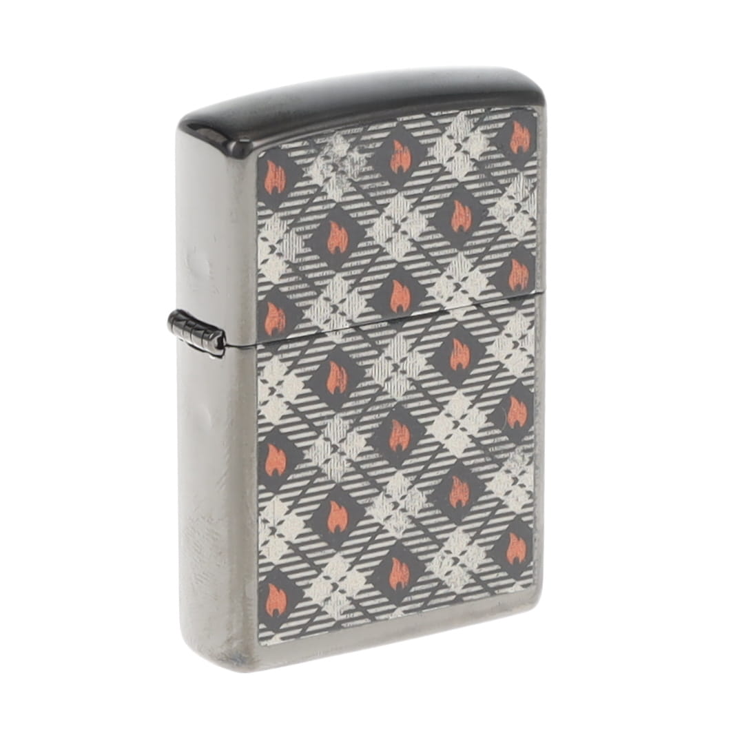 Zippo Plaid Pattern Flame Design High Polish Black ZP46944 View 5