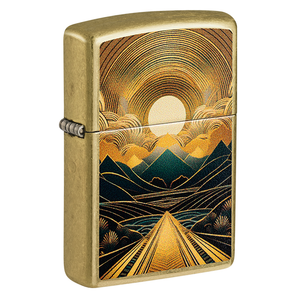 Zippo Through The Mountains Design Street Brass ZP47137 View 1
