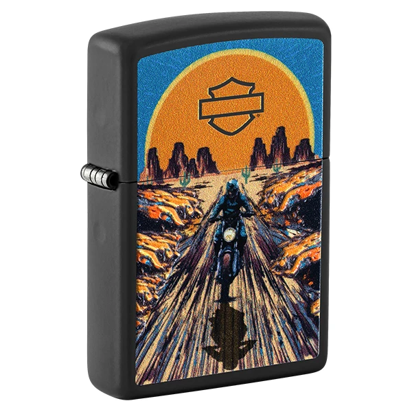 Zippo Harley-Davidson Design Sunset Scape Texture Print Black Matte ZP46861 View 1